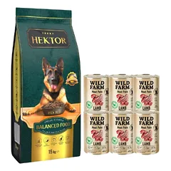 HEKTOR BALANCED Adult 15kg + WILD FARM Pate Lamb 6x400g