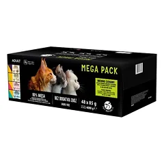 PetRepublic drėgnas kačių ėdalas švelniame padaže mišinys mėsos ir žuvies skonio 48x85g