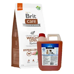 BRIT CARE  Weight Loss Rabbit 12kg + LAB V Lašišų aliejus šunims ir katėms 5000ml