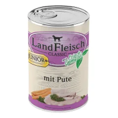 LandFleisch Junior konservuotas maistas šunims su kalakutiena, 400 g photo