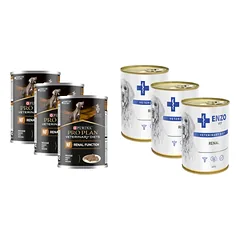 PURINA Veterinary PVD NF Renal Function 3x400g skardinė + ENZO VET Inkstų dietos inkstų ligoms gydyti su jautiena šunims 3x400g