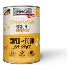 MAC's DOG - Monoprotein drėgnas maistas šunims, skardinė 6 x 400 g