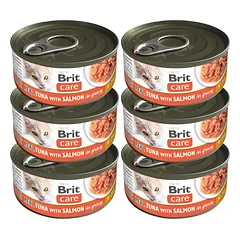 BRIT Care Cat Real Tuna with Salmon in Gravy 6x80 g filety iš tuno ir lašišos padaže, drėgnas maistas katėms