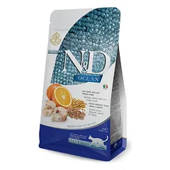 Farmina N&D Low Grain menkė ir apelsinų mažagrūdžiai sausi pašarai suaugusioms katėms, 5 kg