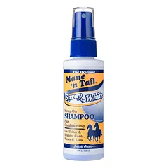 Mane'n Tail Spray'n White Shampoo - šampūnas su kondicionieriumi baltoms, pilkoms ir auksinėms žirgų kailiukams, purškalo forma