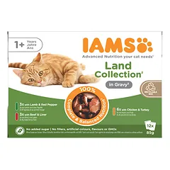 IAMS Delights MP LND GRAVY konservų rinkinys suaugusioms katėms, 12x85 g