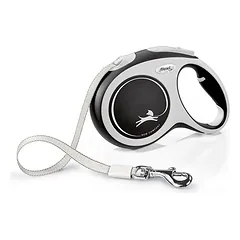 Flexi New Comfort ritininis pavadėlis šunims L (juosta) 5 m, juodas parduotuvėje grandwoof.lt