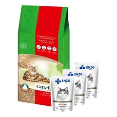 JRS Cats Best Eko Plus -  Medinis kraikas su grumstais 30l / 13kg + ENZO VET Žarnynas su ėriena padaže katėms 3x100g