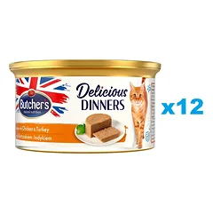 BUTCHER'S Classic Delicious Dinners konservai putėsiai su vištiena ir kalakutiena 85 g
