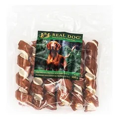 Real Dog skanėstai šunims, odos spyruoklė su triušiena, 500 g