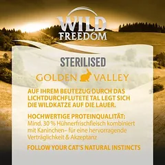 Wild Freedom Adult "Golden Valley" Sterilised su triušiena – begrūdis sausas maistas katėms, 5 - 9,9 kg — 4 nuotrauka