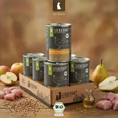 Liebesgut Hundefutter Bio-Huhn mit Bio-Apfel und Bio-Buchweizen