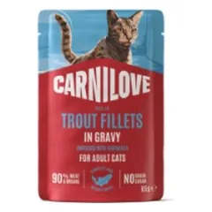 CARNILOVE Gravy rich in Trout enriched with Echinacea konservuotas pašaras katėms 85 g