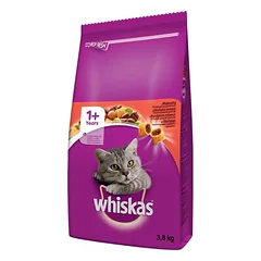 WHISKAS Adult su jautiena 3,8 kg sausas kačių maistas
