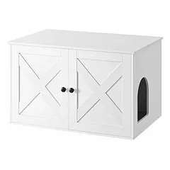 Kačių namukas / tualetas su durelėmis, baltos spalvos PCL002W01