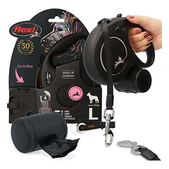 Automatinis šunų pavadėlis FLEXI 5m, 50kg, juostinis, su Multi Box dėžute