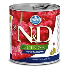 Farmina N&D Dog Quinoa Weight Management konservai suaugusiems šunims su ėriena ir bolivine balanda svorio kontrolei, 285 g