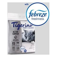 Tigerino x Febreze: Performance Active Carbon Katzenstreu – Febreze-Duft nach frischer Wäsche