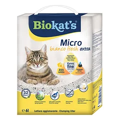 Biokats Micro Bianco Fresh Extra tofu kraikas katėms, Activated Carbon kvapo, 6L
