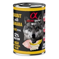 ALPHA SPIRIT konservas šunims su triušiena ir bananais 400g 6 vnt