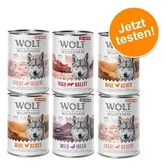 6 x 400 g Wolf of Wilderness mišrūs rinkiniai, drėgnas maistas šunims, 400 - 499 g — 2 nuotrauka