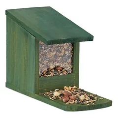 Voverių maisto tiektuvas su stogeliu 17,5x12x25cm., tamsiai žalios spalvos