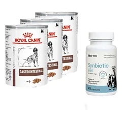 ROYAL CANIN Gastro Intestinal GI25 3x400g skardinė ŠUO + LAB-V Synbiotic Vet - virškinamojo trakto sveikata ir žarnyno mikroflora šunims ir katėms 45 kapsulės