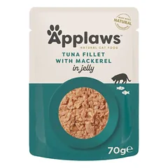 APPLAWS Cat Pouch Tuna with Mackerel in Jelly Tuno filė su skumbre želė 70 g