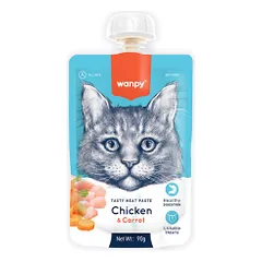 Wanpy pasta katėms su vištiena ir morkomis, 90 g