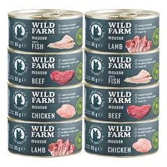 WILD FARM Mousse skonių rinkinys 24x85g – be grūdų mousse katėms