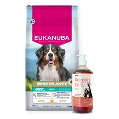 EUKANUBA Special Care suaugusiems šunims su jautriais sąnariais, 12 kg + LAB V Lašišų aliejus šunims ir katėms 1000ml