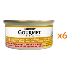 GOURMET Gold Lašiša ir vištiena kačių maisto padaže, 6 x 85 g