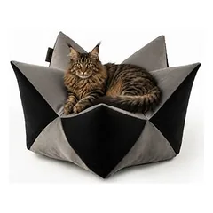 lionto žvaigždės formos pagalvė katėms su minkštu PP-Cotton užpildu, 70x38 cm / hellgrau/dunkelgrau — 4 nuotrauka