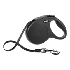 Flexi New Classic S automatinis pavadys juodas, 5 m, juostelė