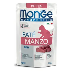 Monge Monoprotein Kitten paštetas su jautiena, drėgnas maistas kačiukams 85 g