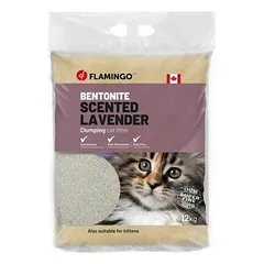 Flamingo Cat litter Bentonite with lavender scent Fine grains Clumping 12 kg