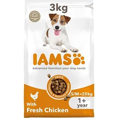 IAMS sausas maistas mažų ir vidutinių veislių šunims su vištiena, S/M, 3 kg