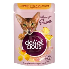 Delickcious konservai su triušiena ir tropiniais vaisiais katėms - Pet24