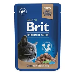 Brit Premium Cat Pouch Liver for Sterilised konservai katėms su kepenėlėmis padaže, sterilizuotoms katėms, 100 g