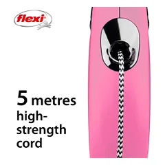 Flexi New Classic Cord virvinis, rožinis pavadėlis šunims, S, 5 m — 3 nuotrauka