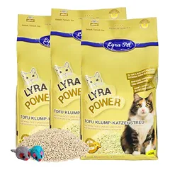 Lyra Pet® tofu kraikas katėms, grumstelinis, 15 kg + 2 pelytės — 3 nuotrauka