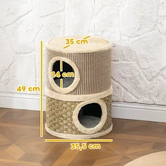 Kačių draskyklė su 2 skyriais, chaki ir ruda, 49 cm — 3 nuotrauka