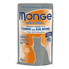 Monge Natural - Wet Cat Pouches Tuna Flakes with Salmon in jelly 80 g