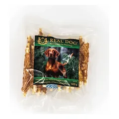 REAL DOG Odos pagaliukai, apsukti vištiena skanėstai šunims 500g