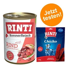 RINTI mišrus rinkinys Kennerfleisch + RINTI Chicko, drėgnas maistas ir skanėstai šunims