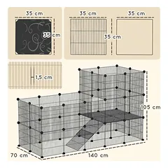 Gyvūnų aptvaras PawHut 140x70x105cm., juodos spalvos — 3 nuotrauka