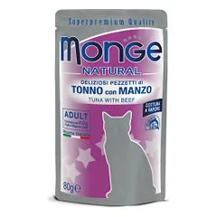Monge Natural Pouches konservai su tunu ir jautiena katėms