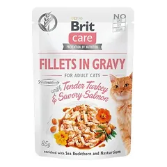 Brit Care Cat konservai katėms su kalakutienos ir lašišos padažu 24x85g