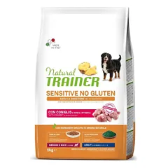 Natural Trainer Sensitive No Gluten maistas su triušiena vidutinių ir didelių veislių šunims, 3 kg