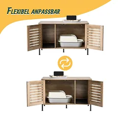 Kačių tualeto namelis Relaxdays, 2 durelės, 80 × 50,5 × 45 cm — 5 nuotrauka